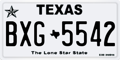TX license plate BXG5542