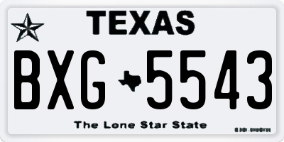 TX license plate BXG5543