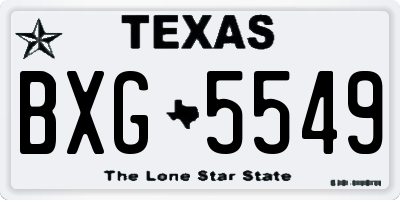 TX license plate BXG5549