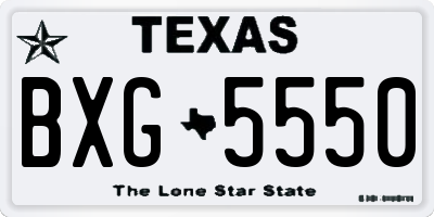 TX license plate BXG5550