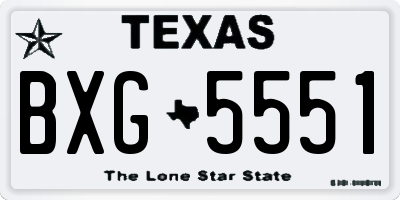 TX license plate BXG5551