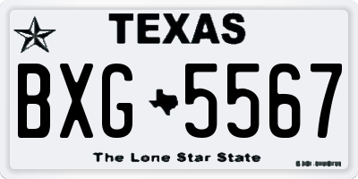 TX license plate BXG5567
