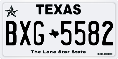 TX license plate BXG5582