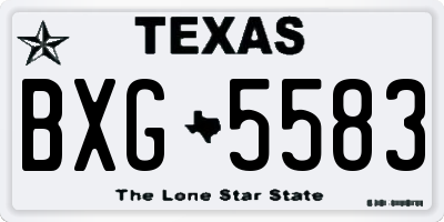 TX license plate BXG5583