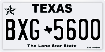 TX license plate BXG5600