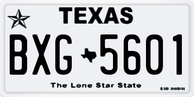 TX license plate BXG5601
