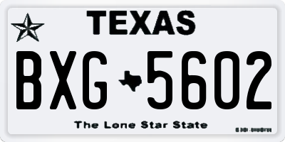 TX license plate BXG5602