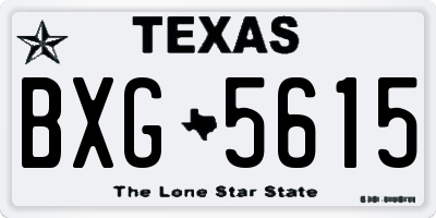 TX license plate BXG5615