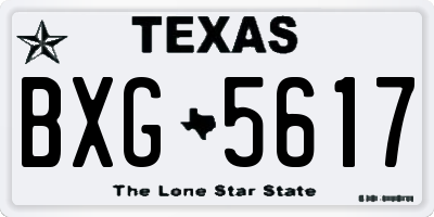 TX license plate BXG5617