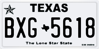 TX license plate BXG5618
