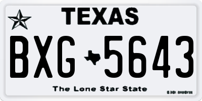 TX license plate BXG5643