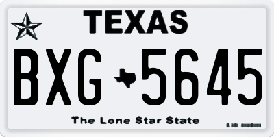 TX license plate BXG5645