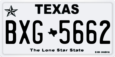 TX license plate BXG5662