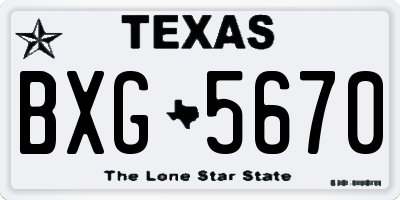 TX license plate BXG5670