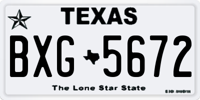 TX license plate BXG5672