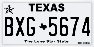 TX license plate BXG5674