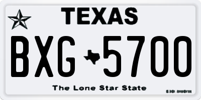 TX license plate BXG5700