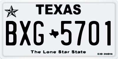 TX license plate BXG5701