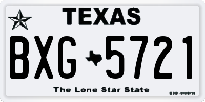 TX license plate BXG5721