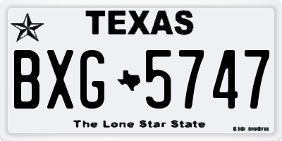 TX license plate BXG5747