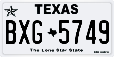 TX license plate BXG5749