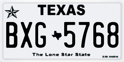 TX license plate BXG5768