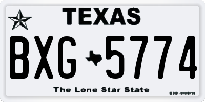 TX license plate BXG5774