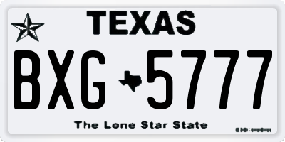 TX license plate BXG5777