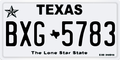 TX license plate BXG5783