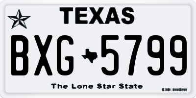 TX license plate BXG5799