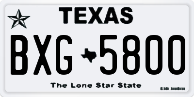 TX license plate BXG5800