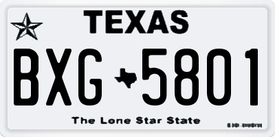 TX license plate BXG5801