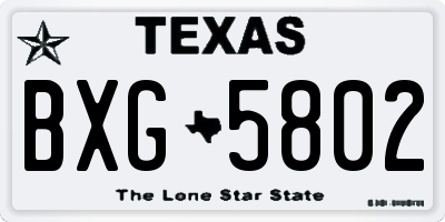 TX license plate BXG5802
