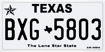 TX license plate BXG5803