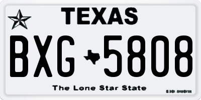 TX license plate BXG5808