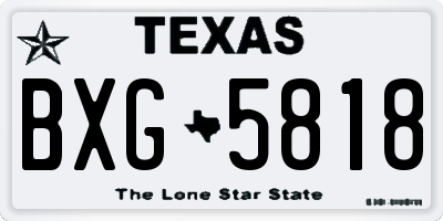 TX license plate BXG5818