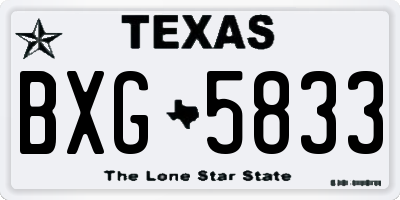 TX license plate BXG5833
