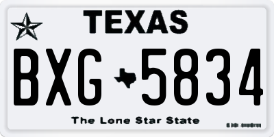 TX license plate BXG5834