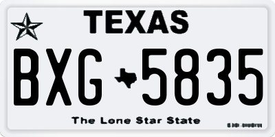 TX license plate BXG5835