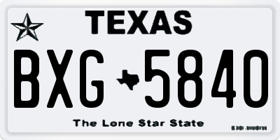 TX license plate BXG5840
