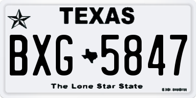 TX license plate BXG5847