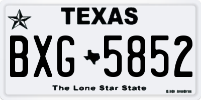 TX license plate BXG5852