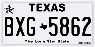 TX license plate BXG5862