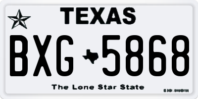 TX license plate BXG5868