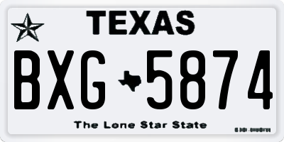 TX license plate BXG5874
