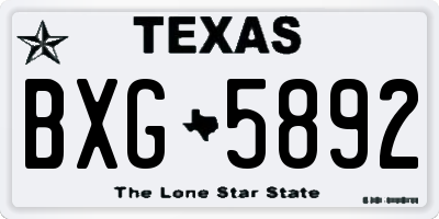 TX license plate BXG5892