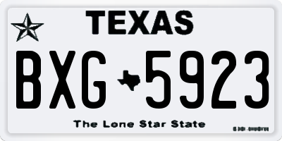 TX license plate BXG5923