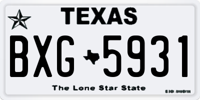 TX license plate BXG5931