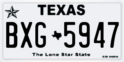 TX license plate BXG5947