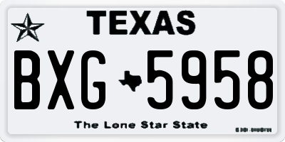 TX license plate BXG5958